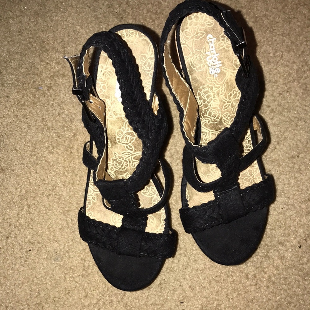 Black sandals with cork wedge - Picture 2 of 7